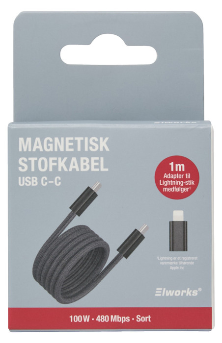 Laddkabel Typ-C Svart 1 m Elworks